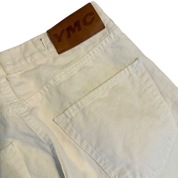SIZE 30 YMC Off-White MENS Tearaway Jeans Straight Leg Cream Jeans - Picture 5 of 12